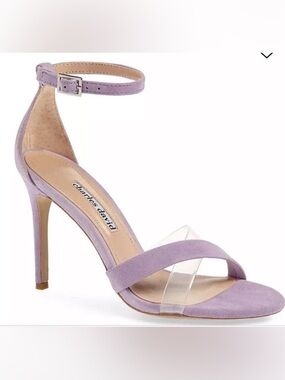 Charles David Lavender Suede Ankle-Strap Sandal with Clear Toe Strap